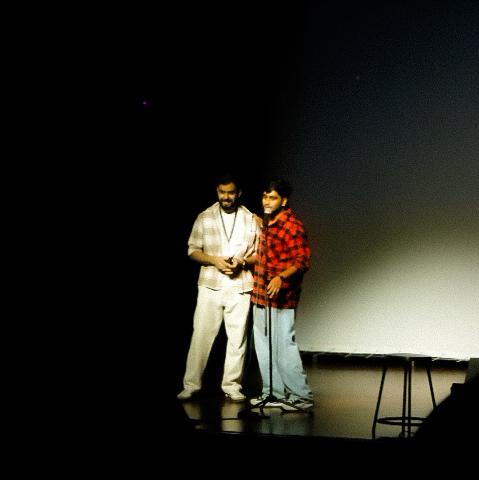 on stage